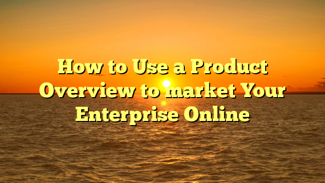 How to Use a Product Overview to market Your Enterprise Online